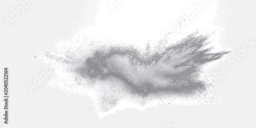 Fotografie Explosion fine powder, particle cloud bursts across, ephemeral burst, transient creation