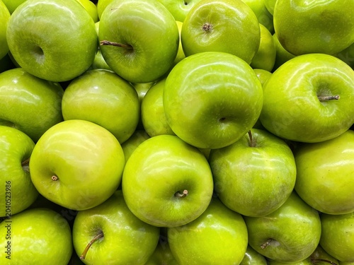 Fotografia Fresh Green Apples Background Full Frame Close Up Texture