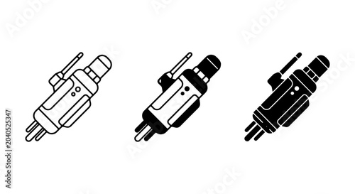 Fotografie Walkie Talkie Icons, Two-Way Radio Symbols, Portable Communication Devices, Set
