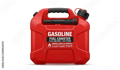 Tableau sur toile Red Gasoline Fuel Can Vector Illustration Isolated on White Background