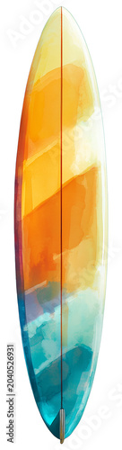 Water color illustration of Surfboard on transparent background