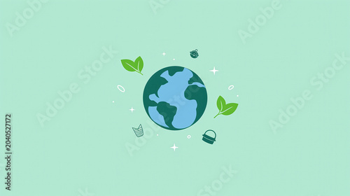 green planet earth with leaves