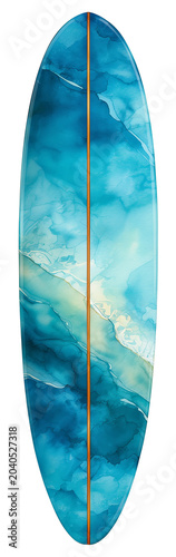 Water color illustration of Surfboard on transparent background