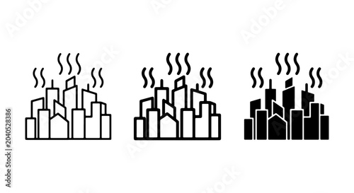 Tableau sur toile Cityscape Icons, Urban Skyline Vector Art, Modern Metropolis Symbols, Heatwave C