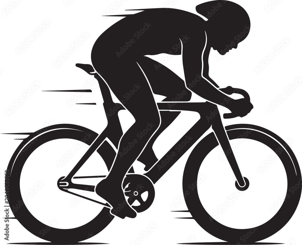 Obraz premium Cycling, bicycle, bike, rider, motion, black, silhouette, vector, athletic, sports