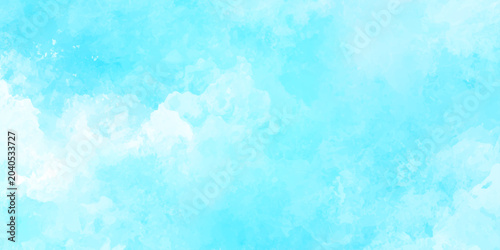 Foto Soft watercolor background with light blue and white clouds for design and decor