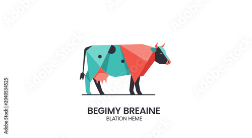 Bild auf Leinwand Abstract Geometric Cow Illustration, Polygonal Art Style, Modern Farm Animal Des