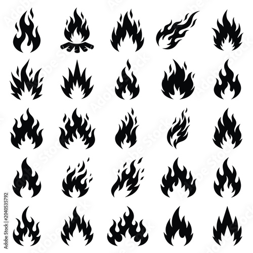 Collection of various flame icons.