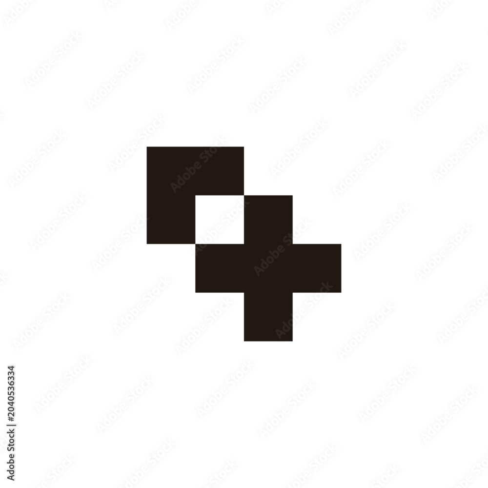 Obraz premium Letter r plus, square geometric symbol simple logo vector