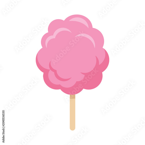 Pink cotton candy on stick sweet.