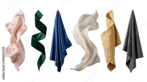 Εκτύπωση καμβά Colorful luxury silk and velvet draped fabrics on black background