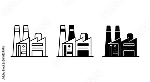 Valokuva Industrial Factory Icons, Manufacturing Plant Symbols, Production Facility Graph