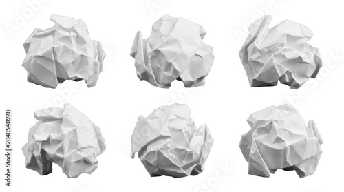 Canvastavla Crumpled white paper balls isolated on black background