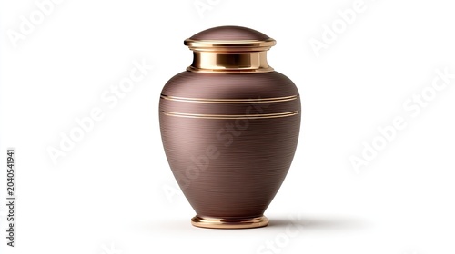 Elegant Bronze Cremation Urn with Subtle Gold Bands.