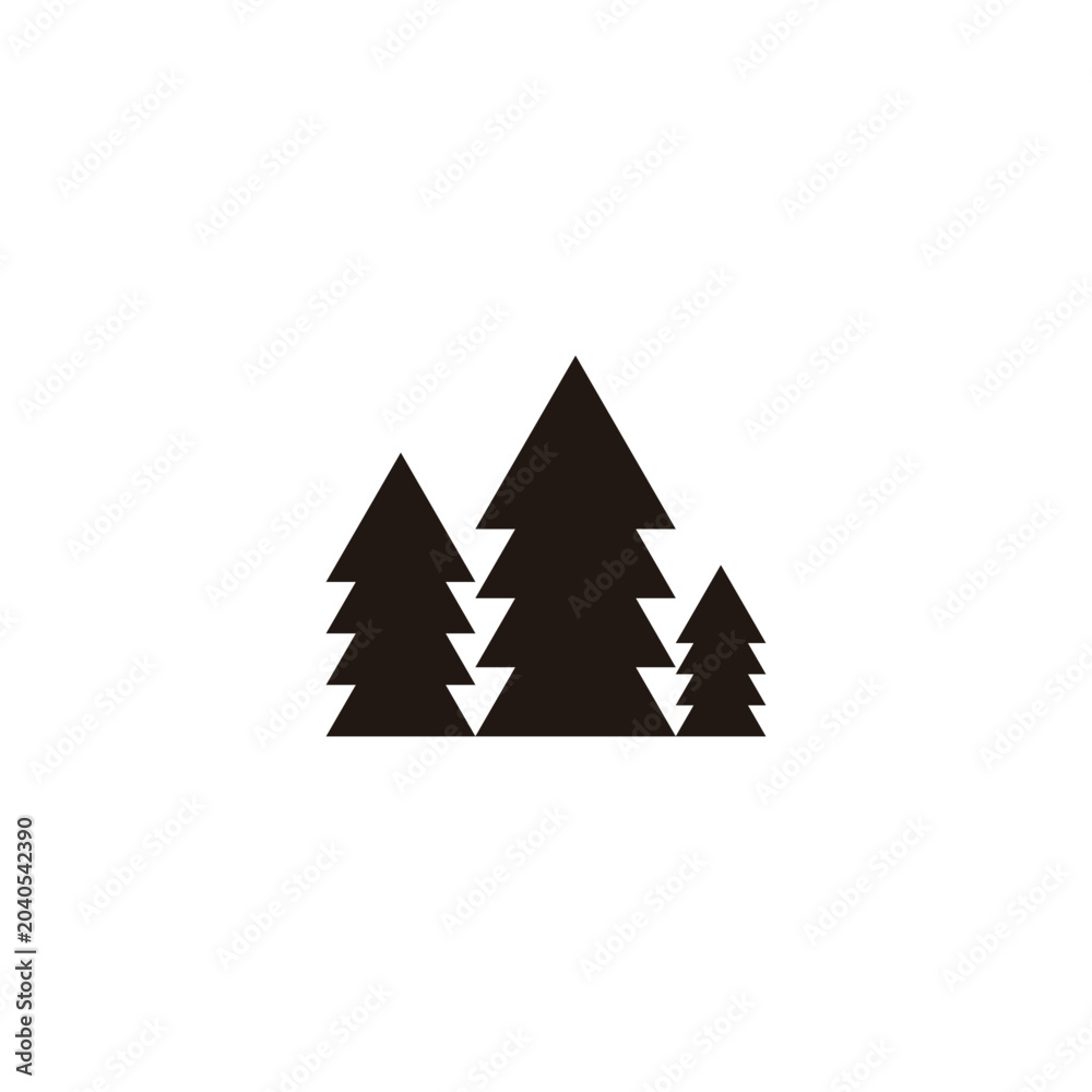 Fototapeta premium Forest pines tree, three geometric symbol simple logo vector