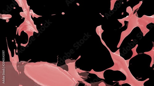 Milkshake Splash Thrown in Slow Motion Animation Isolated on Black Background with Alpha Matte Included Ultra HD 4K 