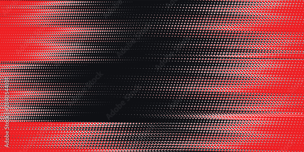 Fototapeta premium Abstract Red and Black Halftone Glitch Background With Dynamic Dotted Texture