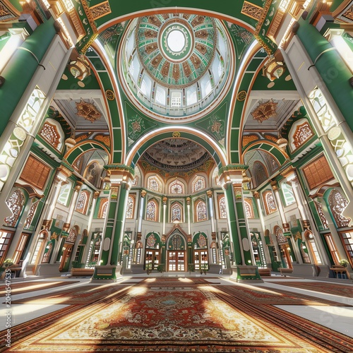Beautiful mosque in Ramadan Kareem or Eid Al Fitr vibes. Islamic mosque architecture building concept by AI Generated
