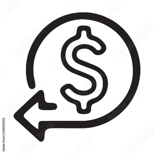 Dollar Sign Icon Black Outline Vector Illustration On White Background