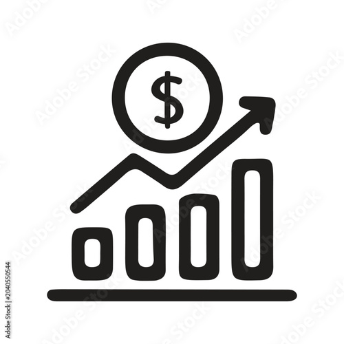 Currency Exchange Icon With Rising Arrow And Dollar Sign Flat Vector