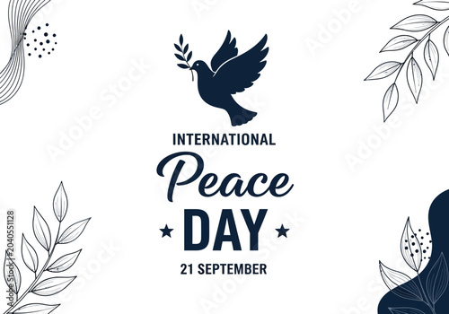 Принти на полотні International peace day graphic with dove and olive branch