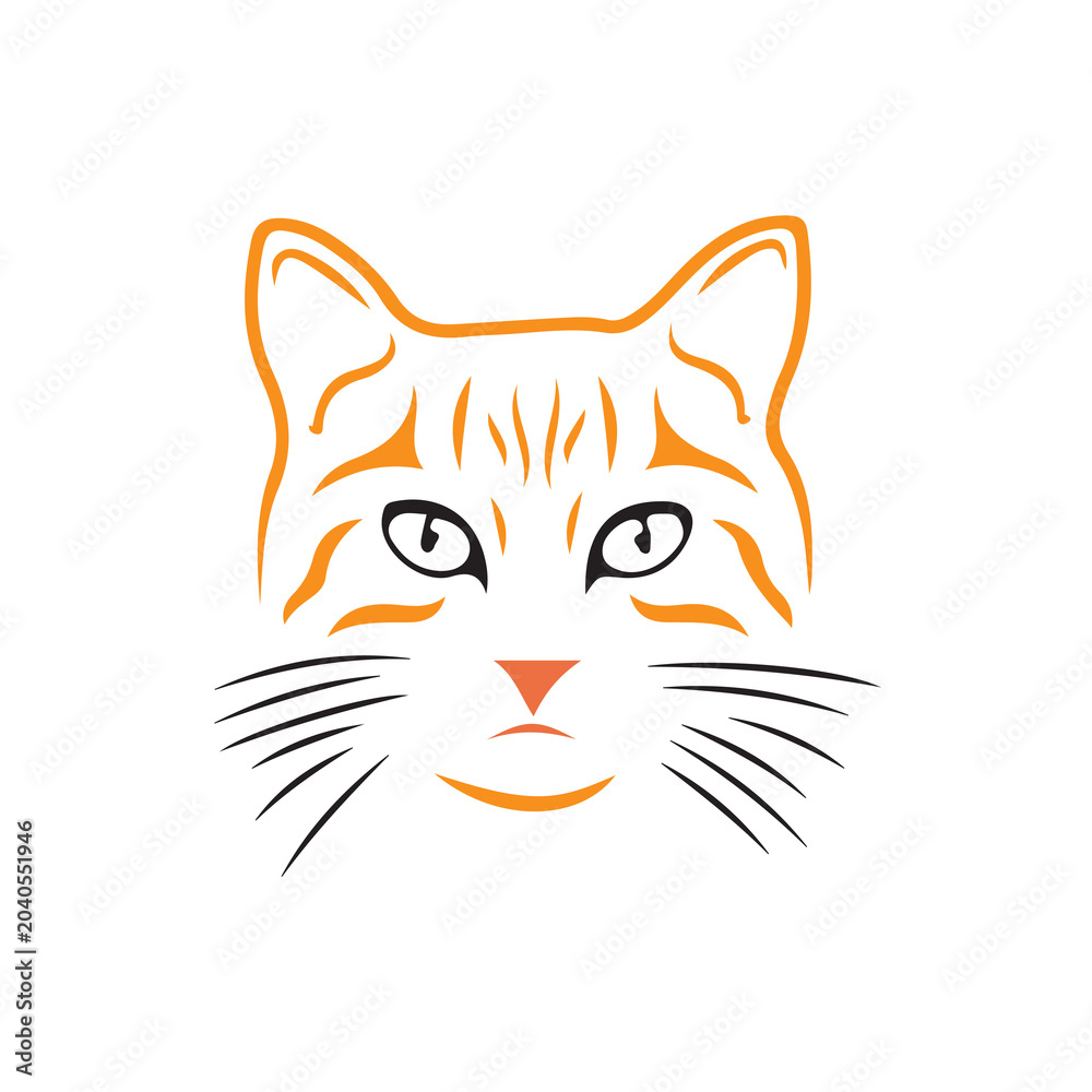 Fototapeta premium Cute orange cat head vector illustration for pet and animal design