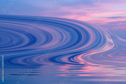 a blue and pink abstract painting on a white background