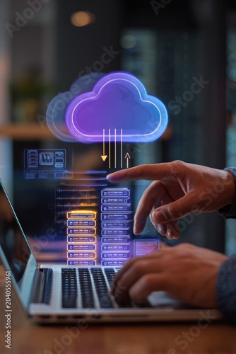 Cloud Computing Technology and Data Storage Concept.