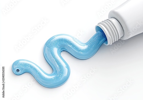 Close-up of Blue Toothpaste Squeezed from a Tube.