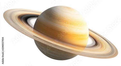 Saturn Planet With Its Iconic Rings In Space.
