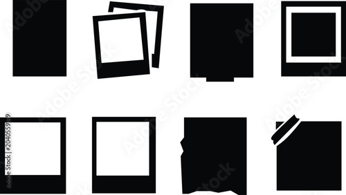 A set of Vintage Polaroid Icons Grid. Polaroid frames and vintage instant photos. Filled icon set of polaroid frames. isolated on transparent background.