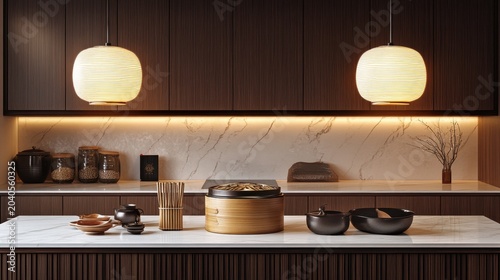 Modern minimalist kitchen with Japanese-inspired decor