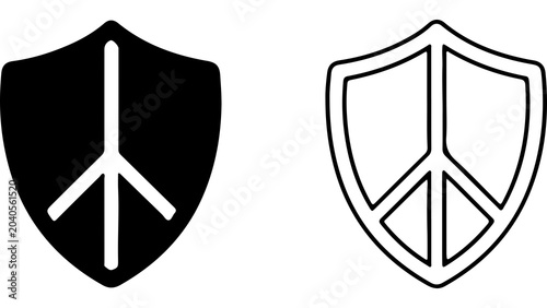 Cuadro en lienzo Shield Icon Set With Peace Sign Symbol