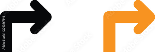 Black and orange right turn arrow signs set