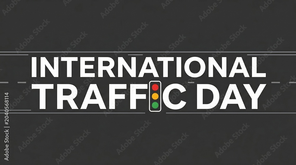 Fototapeta premium International Traffic Day Typography With Signal Light Accent