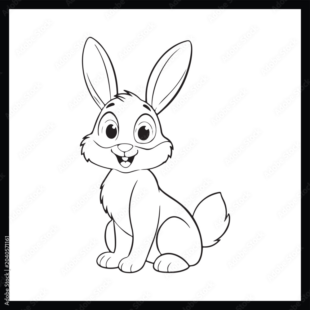 Fototapeta premium Cute Easter bunny with eggs and a blank sign cartoon illustration