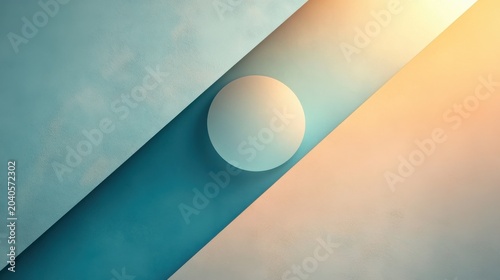 Geometric abstraction with a translucent circle and diagonal lines in soft colors on a white background showing a minimalist design style
