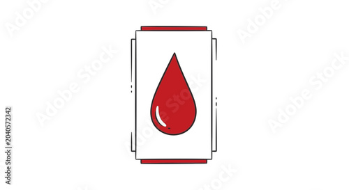 Red Blood Drop Icon on White Background - Medical Symbol