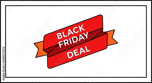 Red Ribbon Banner With Black Friday Deal Text