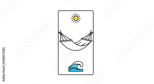 Relaxing Hammock by the Ocean under Sunny Sky - Summer Vacation Vibes