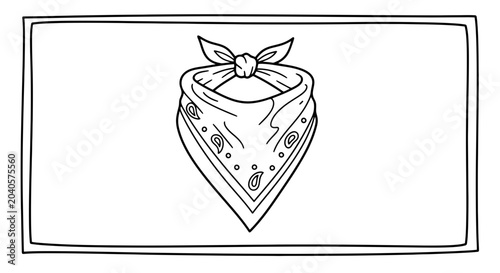 Hand Drawn Bandana Icon: Paisley Patterned Textile, Western Style Accessory