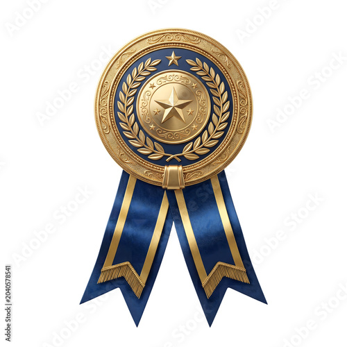 Premium success badge with ribbon detail isolated emblem