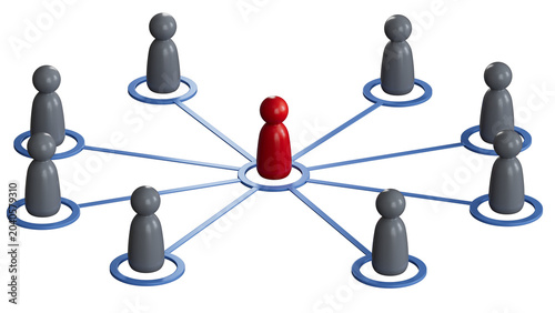 Schilderij op canvas Group of cartoon characters - social networking concept