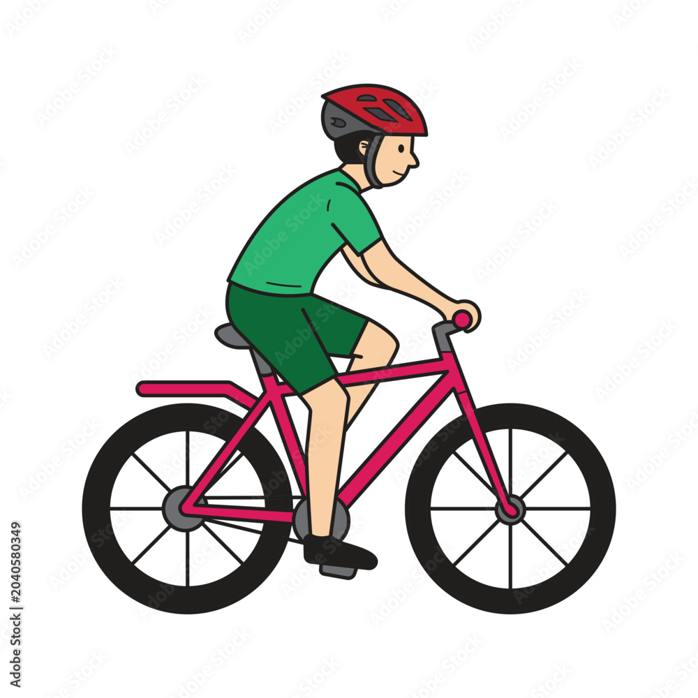 Fototapeta premium Man Riding Bicycle World Bicycle Day Element Vector Illustration