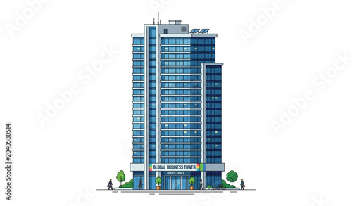 Foto Multi storey office building cartoon vector illustration