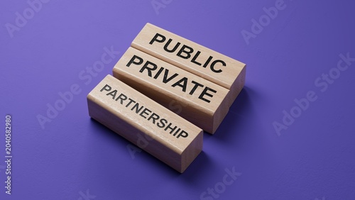 Text PUBLIC PRIVATE PARTNERSHIP. wooden blocks. Copy space.3D rendering