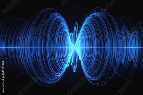 a blue waveform on a black background