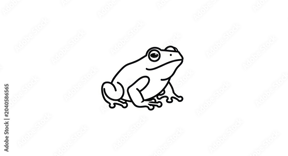 Fototapeta premium Profile view line drawing of a small frog
