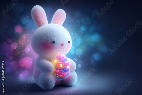 Vibrant rabbit and egg in easter artwork: spreading springtime h