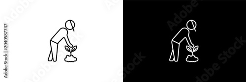 Tableau sur toile self-sufficient outline icons in farming and gardening category